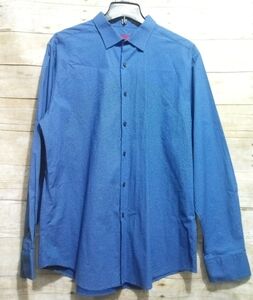 Alfani slim fit stretch white polka dot blue button up casual top